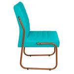 Cadeira Jade De Escritório Ou Recepção em Couro Sintético Azul Turquesa Pés em Aço na Cor Preta