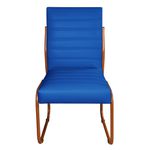 Cadeira Jade De Escritório Ou Recepção Em Couro Sintético Tipo A Azul Marinho Pés em Aço na Cor Cobre