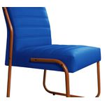Cadeira Jade De Escritório Ou Recepção Em Couro Sintético Tipo A Azul Marinho Pés em Aço na Cor Cobre