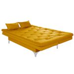 Sofá Cama 3 Lugares Multiuso Austria Amarelo Mostarda em Suede