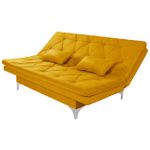 Sofá Cama 3 Lugares Multiuso Austria Amarelo Mostarda em Suede