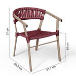 Cadeira Jasmim Corda Náutica Cereja Para Área Externa em Alumínio na Cor Bege