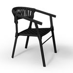 Cadeira Jasmim Corda Náutica Preta Para Área Externa em Alumínio na Cor Preta
