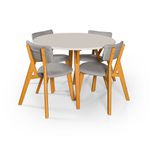 Conjunto Sala de Jantar Mesa Com 4 Cadeiras Liz em Linho Cinza