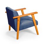 Poltrona Para Sala, Escritório ou Recepção em Linho Azul