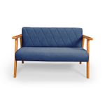 Sofá 2 Lugares Para Sala ou Recepção em Linho Azul - Madri