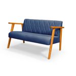 Sofá 2 Lugares Para Sala ou Recepção em Linho Azul - Madri