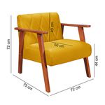 Poltrona Decorativa Resistente em Suede Amarelo Mostarda - Madri