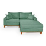 Sofá Com Chaise Direito 1,94m em Linho Verde - Paris