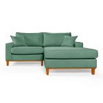 Sofá Com Chaise Direito 1,94m em Linho Verde - Paris