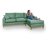 Sofá 3 Lugares 2,44m Living Amsterdã Com Chaise Direito em Linho Verde