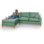 Sofá 3 Lugares 2,44m Living Amsterdã Com Chaise Esquerdo em Linho Verde