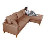 Sofá 3 Lugares 2,44m Living Amsterdã Com Chaise Direito em Linho Marrom