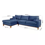 Sofá 3 Lugares 2,44m Living Califórnia Com Chaise Esquerdo em Linho Azul