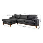 Sofá 3 Lugares 2,44m Living Califórnia Com Chaise Esquerdo em Linho Grafite