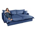 Sofá Cama Retrátil e Reclinável Living Bali em Linho Azul 2,18m