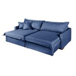 Sofá Cama Retrátil e Reclinável Living Bali em Linho Azul 2,18m