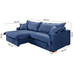 Sofá Cama Retrátil e Reclinável Living Bali em Linho Azul 2,18m