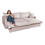 Sofá Cama Retrátil e Reclinável Living Bali em Linho Bege 2,18m