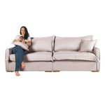 Sofá Cama Retrátil e Reclinável Living Bali em Linho Bege 2,18m