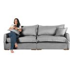 Sofá Cama Retrátil e Reclinável Living Bali em Linho Cinza 2,18m