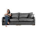Sofá Cama Retrátil e Reclinável Living Bali em Linho Grafite 2,18m