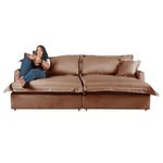 Sofá Cama Retrátil e Reclinável Living Bali em Linho Marrom 2,18m