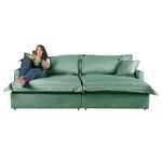 Sofá Cama Retrátil e Reclinável Living Bali em Linho Verde 2,18m