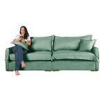 Sofá Cama Retrátil e Reclinável Living Bali em Linho Verde 2,18m
