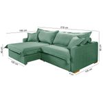 Sofá Cama Retrátil e Reclinável Living Bali em Linho Verde 2,18m