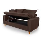Sofá Baú 3 Lugares Living em Tecido Suede Marrom 1,95m