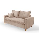 Sofá Baú 3 Lugares Living em Tecido Suede Bege 1,95m