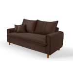 Sofá Baú 3 Lugares Living em Tecido Suede Marrom 1,95m