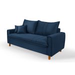 Sofá Baú 3 Lugares Living em Tecido Suede Azul Marinho 1,95m