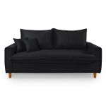 Sofá Baú 3 Lugares Living em Tecido Suede Preto 1,95m
