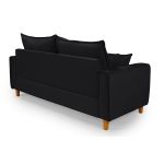 Sofá Baú 3 Lugares Living em Tecido Suede Preto 1,95m