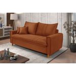 Sofá Baú 3 Lugares Living em Tecido Suede Terracota 1,95m