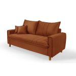 Sofá Baú 3 Lugares Living em Tecido Suede Terracota 1,95m