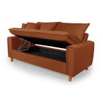 Sofá Baú 3 Lugares Living em Tecido Suede Terracota 1,95m