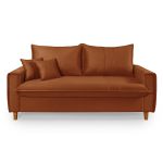 Sofá Baú 3 Lugares Living em Tecido Suede Terracota 1,95m