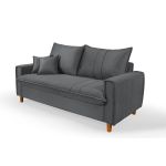 Sofá Baú 3 Lugares Living em Tecido Suede Cinza 1,95m