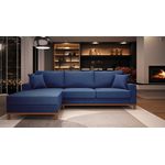 Sofá 3 Lugares 2,44m Living Califórnia Com Chaise Esquerdo em Linho Azul