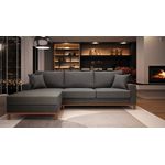 Sofá Com Chaise Esquerdo de Linho Grafite 4 Lugares Living Califórnia