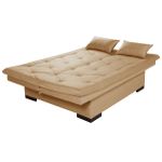 Sofá Cama Com Bau Reclinável Suede Liso - Chocolate