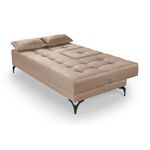 Sofá Cama Solteiro Reclinável em Suede Bege - Colorado