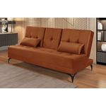 Sofá Cama Solteiro Reclinável em Suede Terracota - Colorado