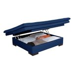 Sofá Cama Com Baú Reclinável Suede Liso - Azul Marinho