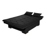 Sofá Cama Bau Com Molas Ensacadas Reclinável 3 Lugares Suede Preto