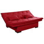 Sofá Cama Com Baú Reclinável Suede Liso - Vermelho