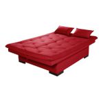 Sofá Cama Com Baú Reclinável Suede Liso - Vermelho